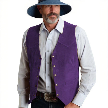 Men's Suit Vest Slim Fit V-Neck Metal Buttons Flannel Waistcoat for Business & Smart Casual Occasions