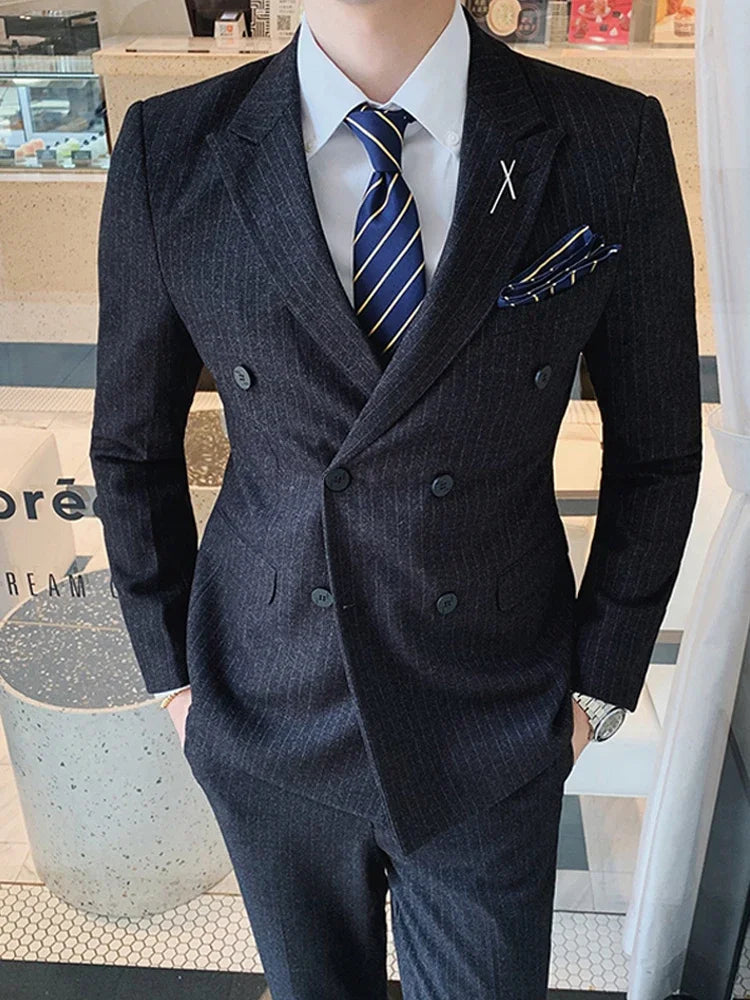 Men's 3-Piece Formal Suit Slim Fit Blazer Vest Pants for Wedding Business Smart Casual