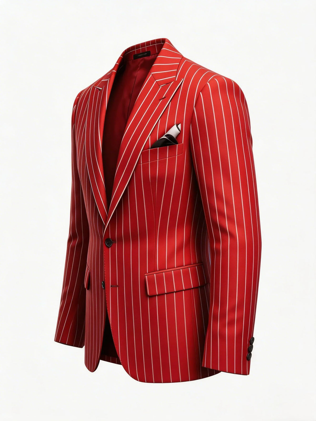 Men's Luxury Red Vertical Stripe Suit Jacket, Vintage Slim Fit Pinstripe Tuxedo Blazer, High-End Avant-Garde Formal Wedding Groo