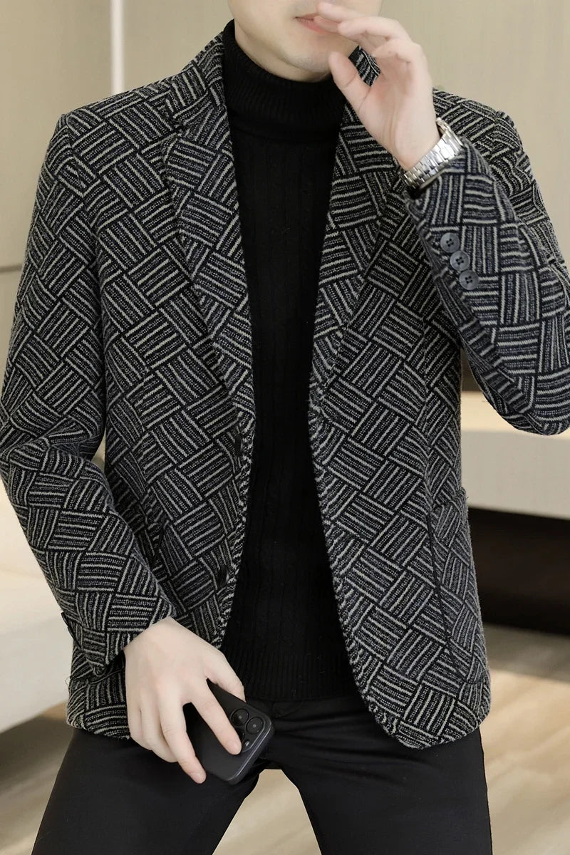 Blazer Autumn and Winter Men's Fashion Outdoor Travel Youth Wedding Slimming Casual Formal Wear with Cotton Warmth Blazer  2025