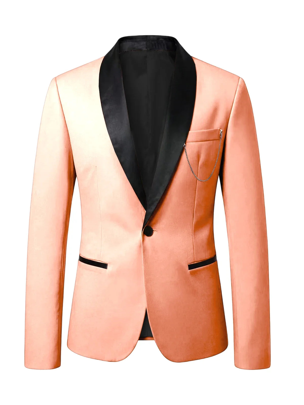 Men's Slim Fit Tuxedo Blazer Satin Shawl Collar One Button Formal Business Suit Jacket for Wedding Prom Party For Spring Summer