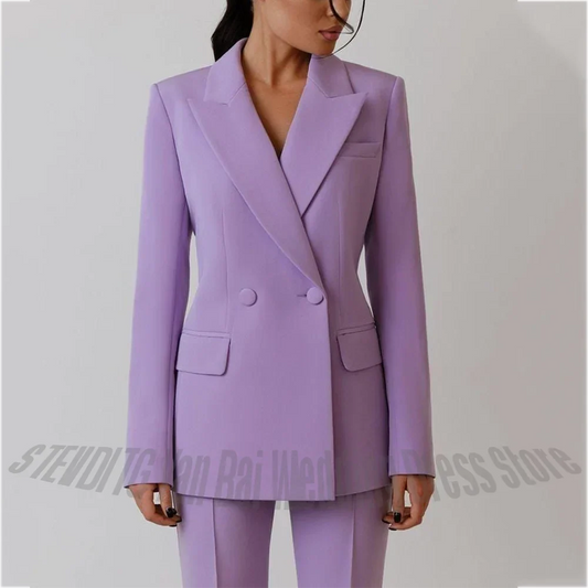 Sophisticated Women Suit Two Pieces Jacket Pants Double Button Modern Outfit New Fashion Peak Lapel Customized Outfit
