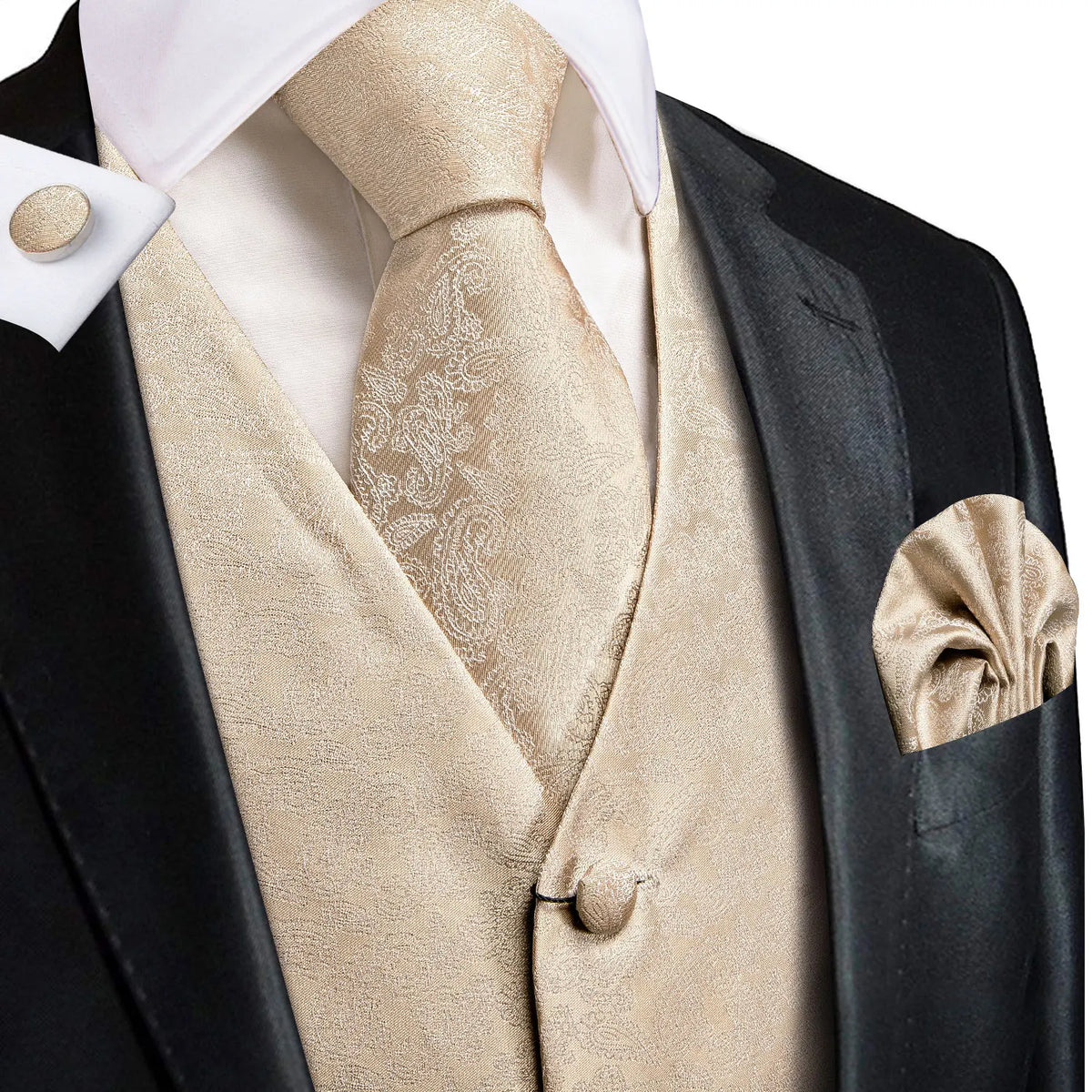 Men's Floral Paisley Vest and Tie Set – Formal Waistcoat with Necktie and Pocket Square for Weddings and Business Events