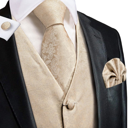 Men's Floral Paisley Vest and Tie Set – Formal Waistcoat with Necktie and Pocket Square for Weddings and Business Events