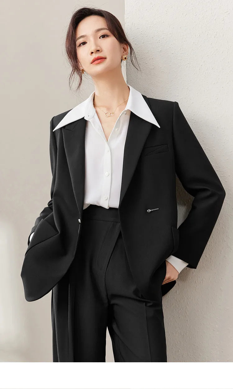 Black Blazer Suit Jacket Women 2026 Spring Fall Fashion Trend Elegant Office Ladies Work Wear Clothing 153XC3230X