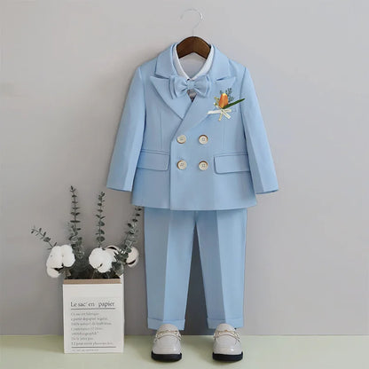 Kids Formal Suit Set Boys Girls Wedding Blazer Multi-Piece Pink Performance Costume