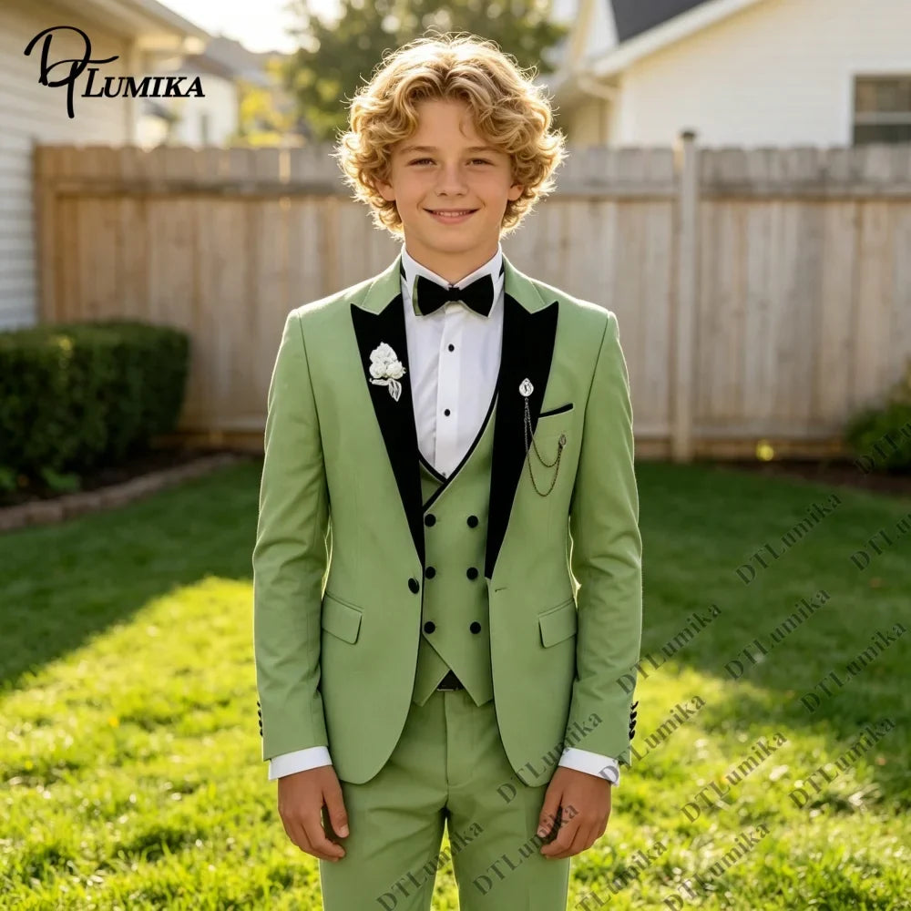 2026 Homecoming Suit for Boys 3T-14T 4 Pieces Jacket Vest Pants Bowtie Wedding Guest Suits Boy's Formal Costume Toddler Suits