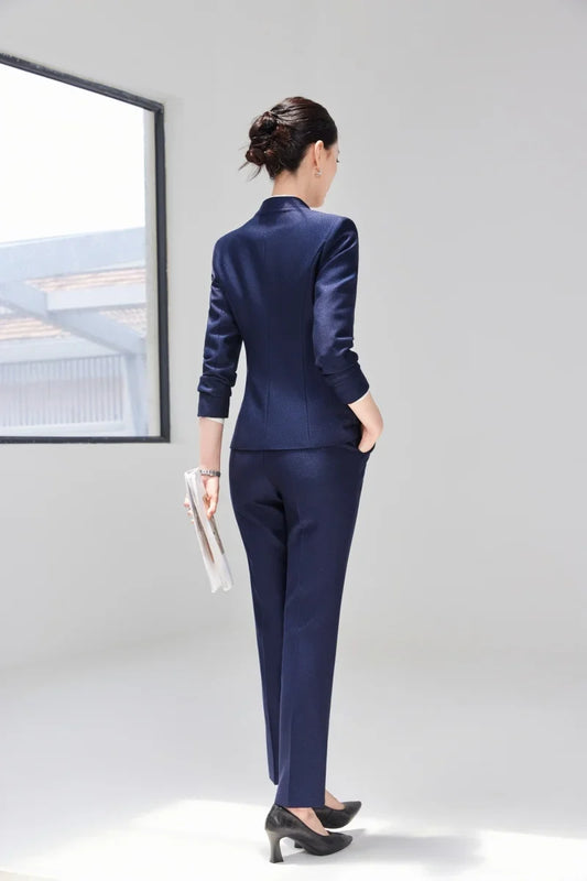 2026 Professional Womens Autumn and Winter New Two-Piece Long-Sleeved Suit + Trousers, High-Quality Suit