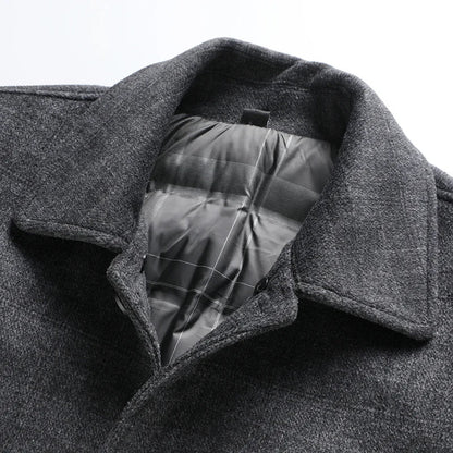 2026 Outdoor Fashion Gentleman's Versatile Trend, Middle-aged and Elderly Business Casual Men's Down Inner Liner Woolen Coat