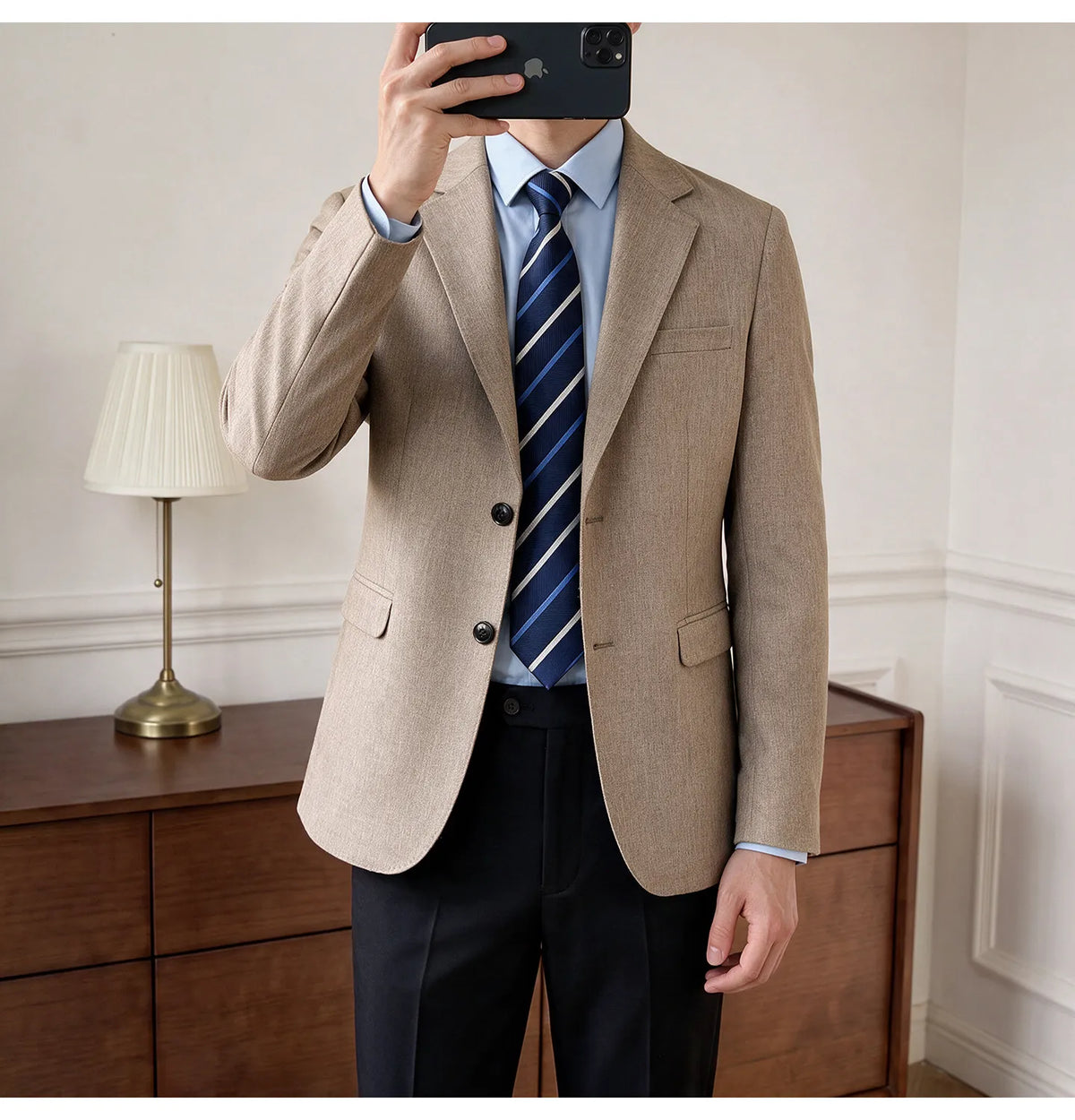 Men's Blazer Retro Texture Smart Casual Suit Lightweight Business Commuter Jacket