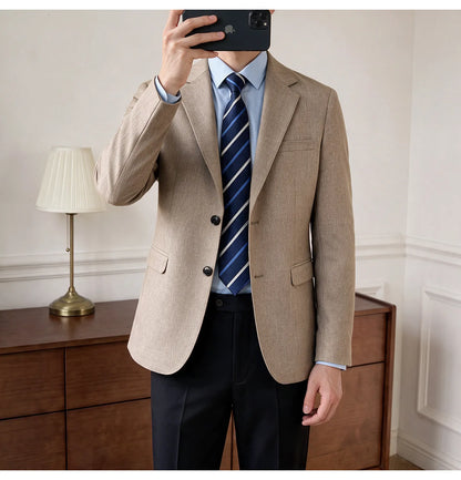 Men's Blazer Retro Texture Smart Casual Suit Lightweight Business Commuter Jacket