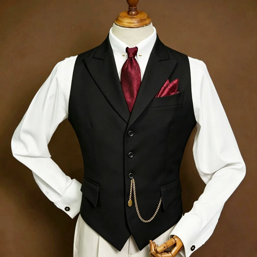 Men's Vest Single Breasted Lapel Waistcoat for Wedding, Business & Formal Occasions