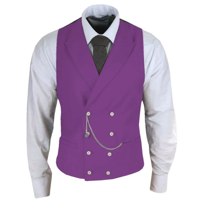 Men's Formal Satin Vest | Double Breasted Waistcoat for Wedding, Banquet & Business