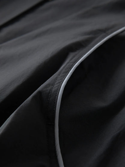 Stand Collar Drawstring Reflective Strip Design Jacket 2025 Autumn New Casual Short Jacket 25FS13173