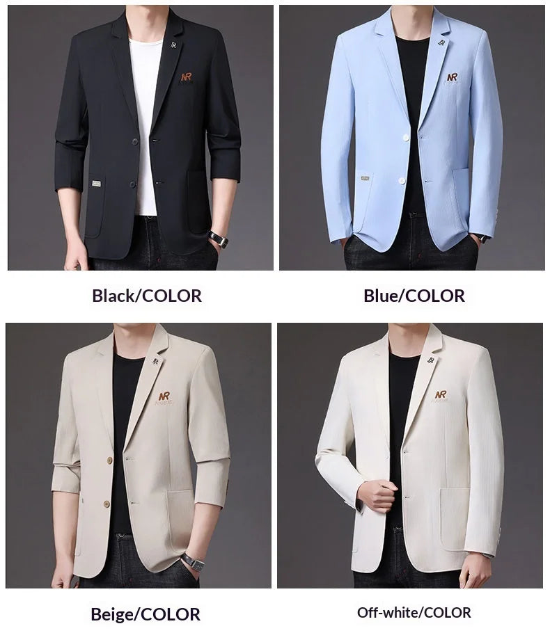 Blazer Men's Fashion Business Outdoor Travel Youth Campus Wedding Versatile Host Shaping Casual Korean Style Thin Style Blazer