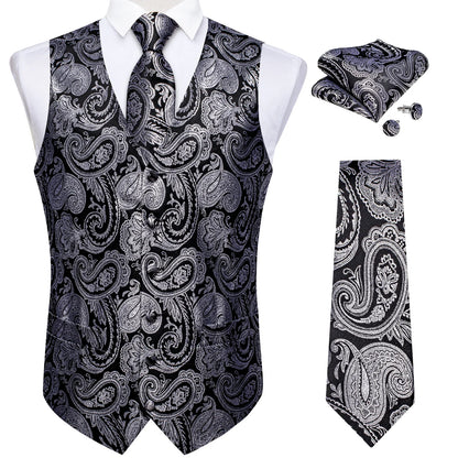 Men's Suit Vest and Tie Set – Single Breasted Waistcoat with Necktie and Pocket Square for Weddings and Business Events