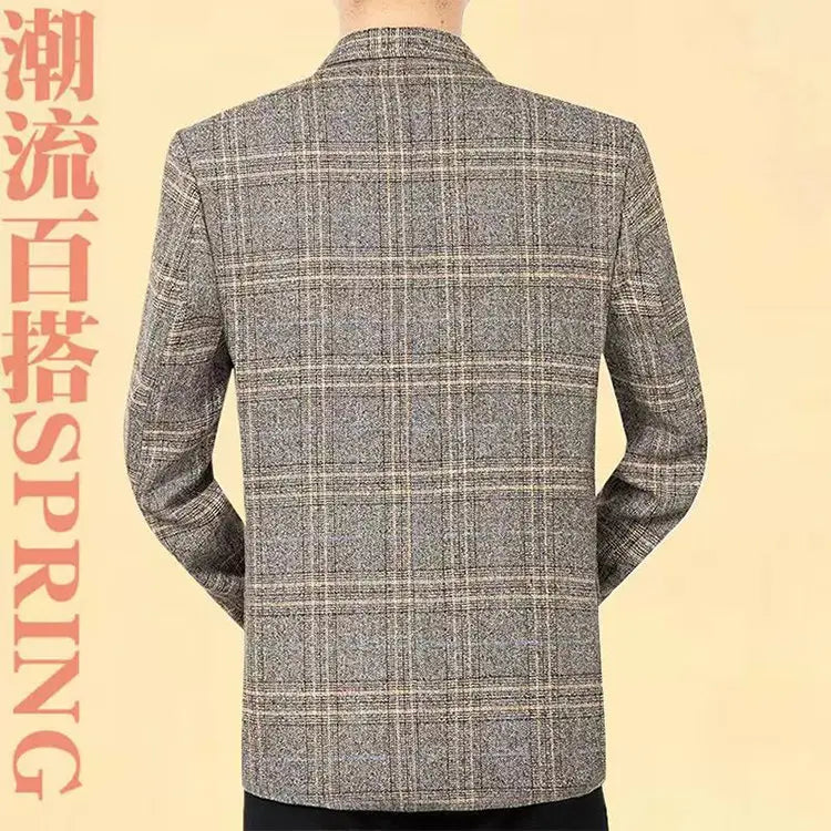 2026 Blazer Men's Fashionable Business Banquet Dance Singer Plaid Fitted Casual Trendy Wedding Banquet Dress Performance Blazer