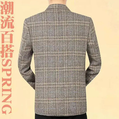 2026 Blazer Men's Fashionable Business Banquet Dance Singer Plaid Fitted Casual Trendy Wedding Banquet Dress Performance Blazer