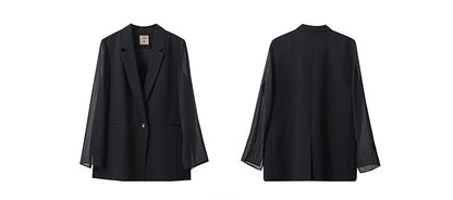 Women's Coat Autumn Autumn Fashion Turned Over Collar Color-block Spliced Fabric Casual Loose Blazers For Woman 12641083