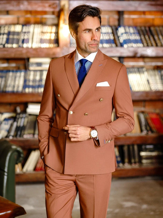 Modern Formal Slim Fit Suit Set 2 Pieces For Men Business Activities Customized Stylish Double Breasted Men's Tuxedo Party Prom