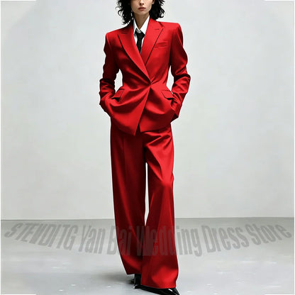 Casual Women Suit Trendy Solid Black Long Sleeve Lapel Straight Fashion Jacket Pants All-Match Shopping Street Style Daily Wear
