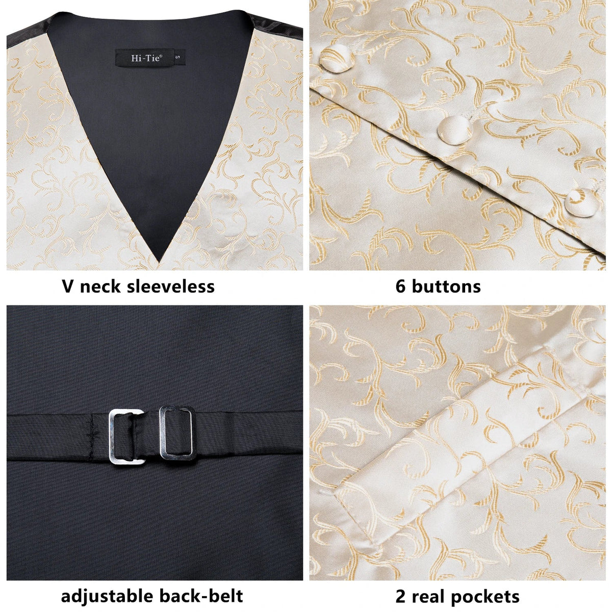 Men's Floral Paisley Vest and Tie Set – Formal Waistcoat with Necktie and Pocket Square for Weddings and Business Events