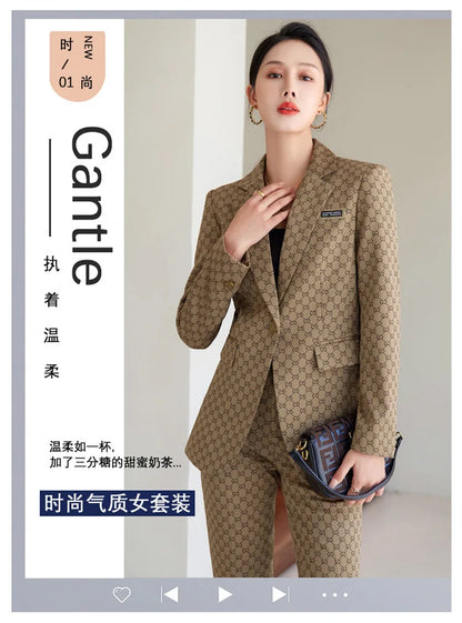 High Quality Fabric Women Business Suits With Pants and Blazer Coat Professional Autumn Winter Office Ladies Pantsuits Blazers