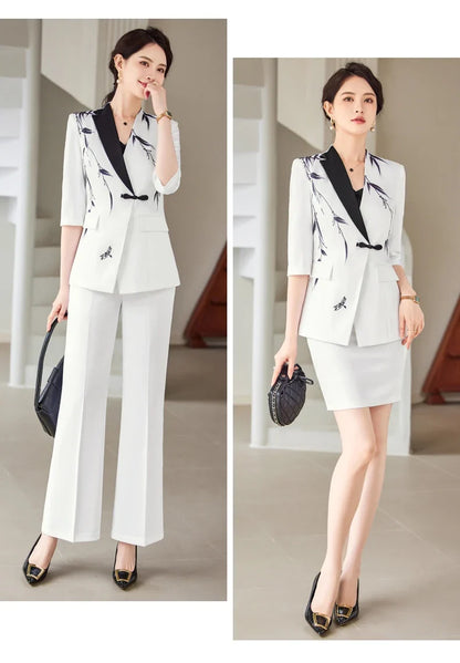 Mid-Sleeve Suit, Pants, Elegant Temperament, Most Unique, Spring and Summer, 2024 New