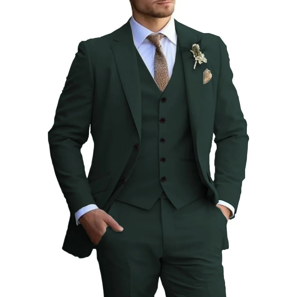 Customized Tuxedo Elegant Suit For Men 3 Piece Blazer Vest And Pant Set Notched Lapel High Quality Suit For Men Wedding suits
