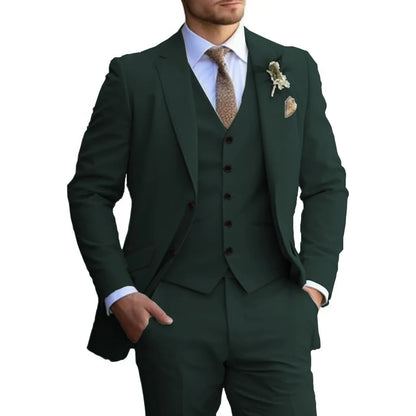 Customized Tuxedo Elegant Suit For Men 3 Piece Blazer Vest And Pant Set Notched Lapel High Quality Suit For Men Wedding suits