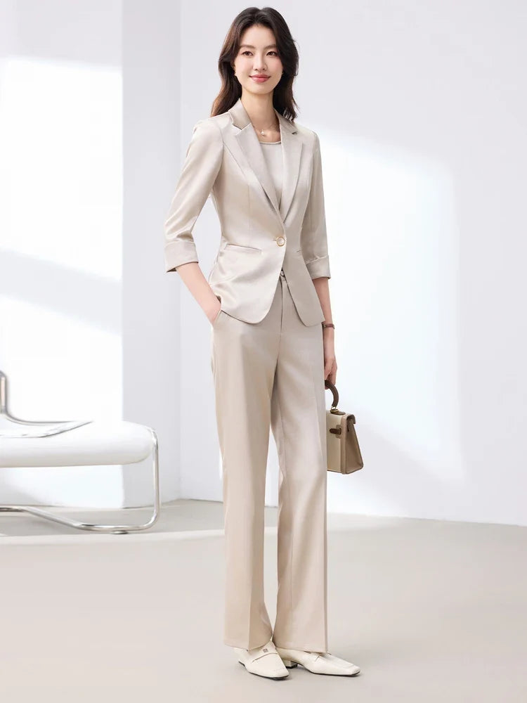 2026 Fashionable Women's Suit Set Slim Elegant Stylish Spring Summer New Arrival Pants Plus Tailored Suit Ensemble