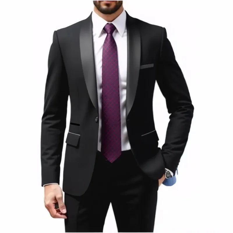 Ensemble costume homme - Costume de cérémonie pour homme - Ensemble 2 pièces pour tenue de marié - Costume homme pour tenue d'affaires, de mariage, de banquet