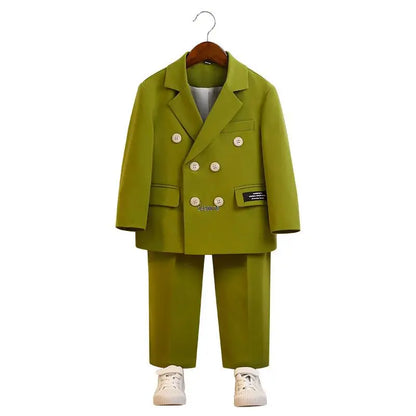 Boys Green Summer Photography Suit Kids Formal Wedding Dress Baby Birthday Dress Children's Day Performance Ceremony Costume