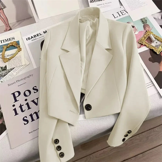 Women's Long Sleeve Blazer Short Blazers Korean Fashion Slim Fit Office Blazer Casual Versatile Spring Autumn New