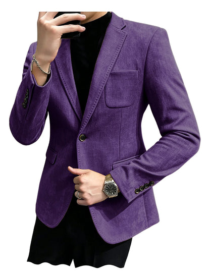 Cotton Linen Blend Men Suit Blazer Slim Fit Breathable Soft Man Jacket For Business Wedding Office Daily Vacation Outdoor Coat