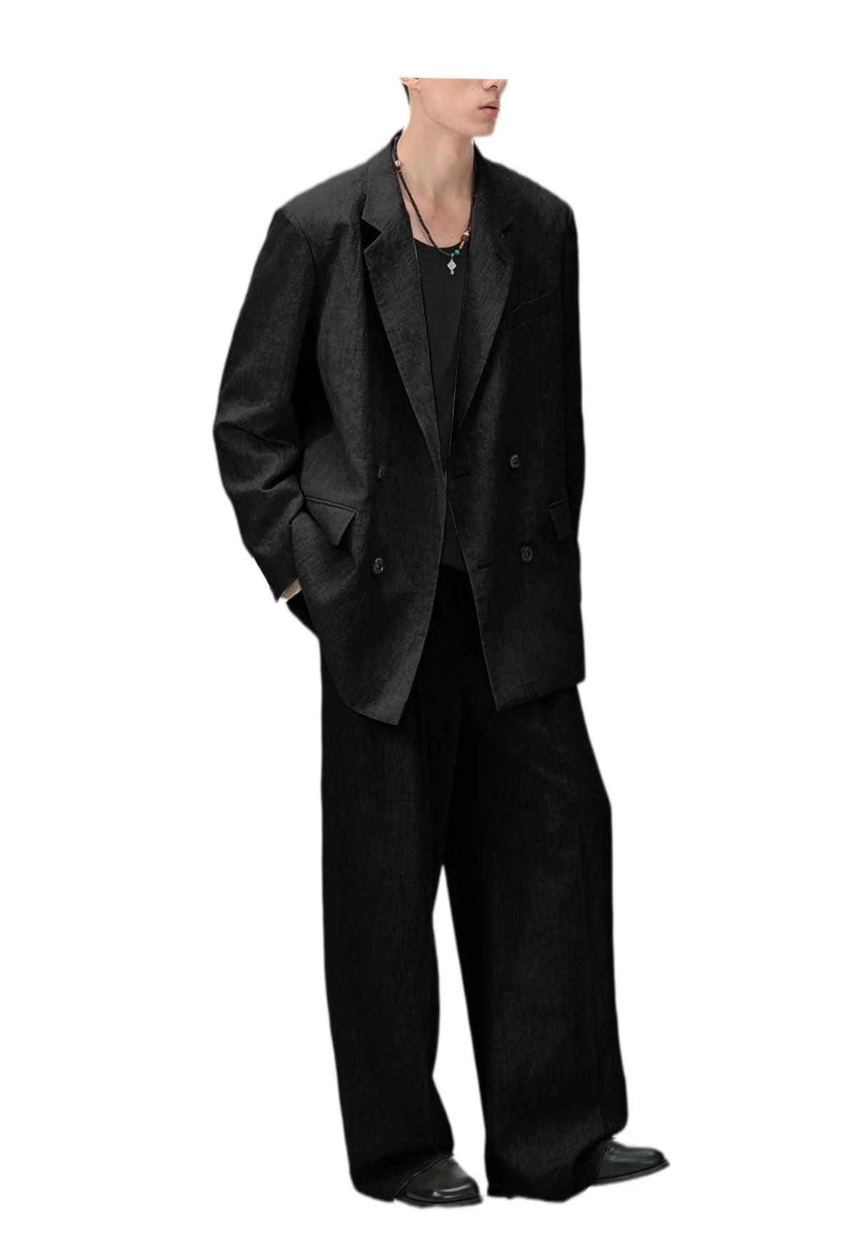 Men's Linen Double Breasted Suit – Slim Fit 2-Piece Blazer & Straight Leg Pants for Summer Weddings & Business