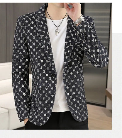 Blazer Men's Fashion Outdoor Travel Gentleman Wedding Slimming Business Versatile Letter Youth Casual Korean Formal Wear Blazer