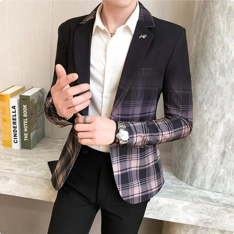 Men's Blazer Suit Jacket 2025 Spring New Fashion Korean Slim Suit Jacket Social Prom Dress Jacket Men's High Quality Clothing