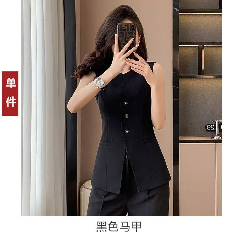 2025 New High-end Women's Spring and Summer Elegant Sleeveless Suit Vest Top