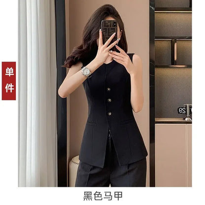 2025 New High-end Women's Spring and Summer Elegant Sleeveless Suit Vest Top