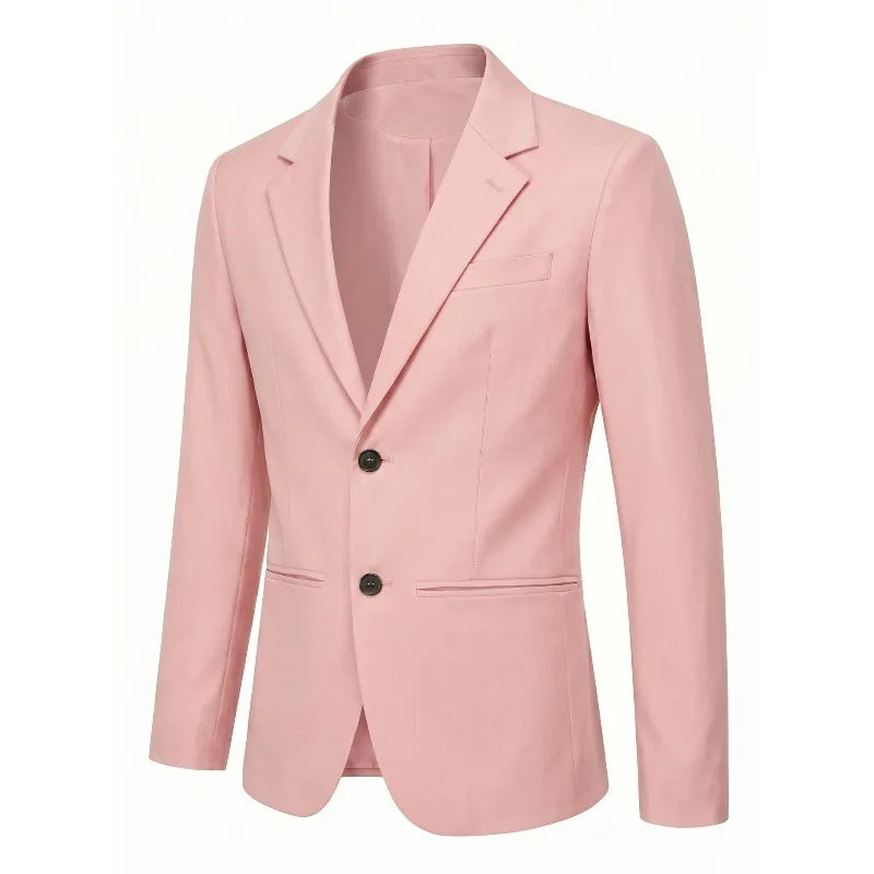 Man Blazer Korean Slim Simple Solid Color Turn Down Collar Male Suit Outerwear Business Casual Long Sleeeve Men Coat