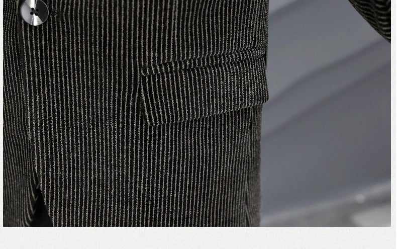 Blazer Autumn/Winter Golden Sable Velvet and Cotton Thickened Thermal Small Suit Fashion Business Men's Slim Blazer
