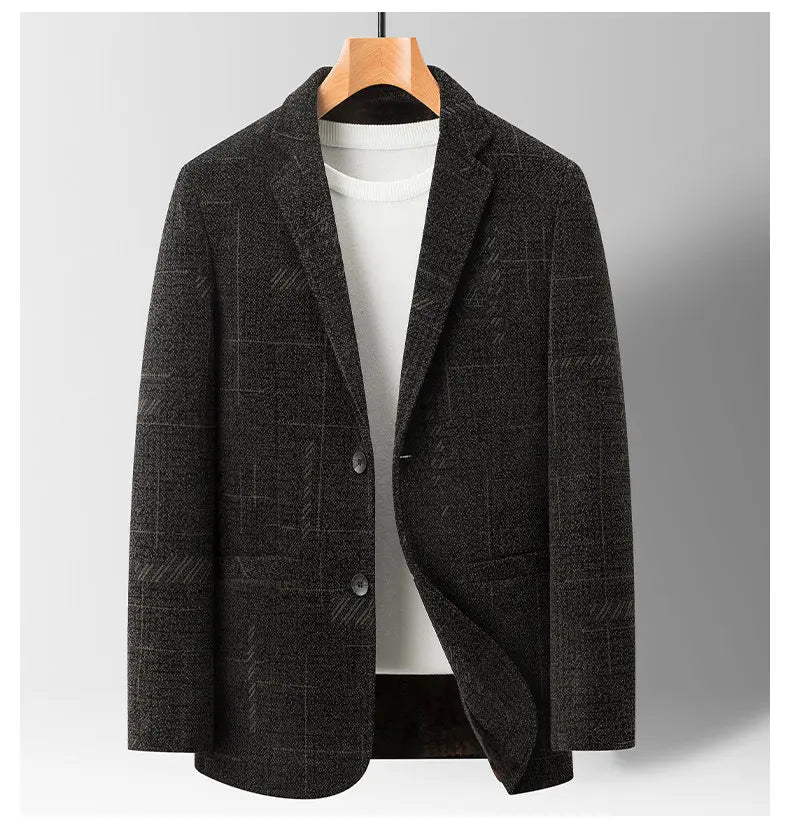 2025 Men's Casual Business Suit Coat with Fur High-Quality Fashionable Stylish Versatile Outerwear for Men
