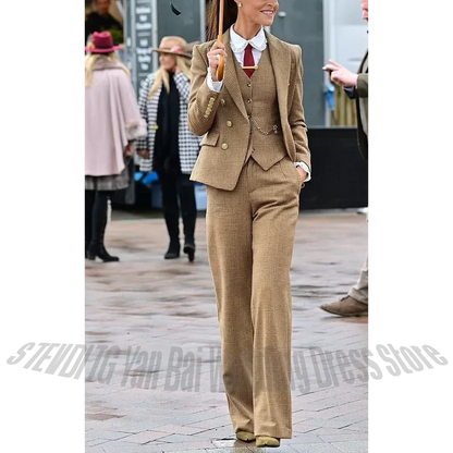 Customized Women Suits Slim Fit High Quality Peak Lapel Formal Work Business Casual Outfit Luxury 3 Pieces(Jacket+Vest+Pants)