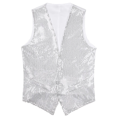 Fashion Women Sleeveless Vests Glittery Sequins Vest Music Festival Clubwear Waistcoat for Jazz Dancing Party Club Costumes
