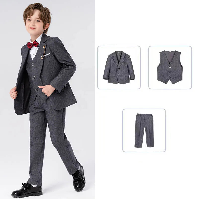 Low-price clearance sale Boys 3Pieces/Set Jacket Vest Pants Photography Suit Kids Piano Wedding Party Dress Children Costume