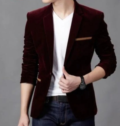 Men's Slim Fit Korean Style Blazer Autumn Winter Formal Suit Jacket Trendy Youth Business Casual Top