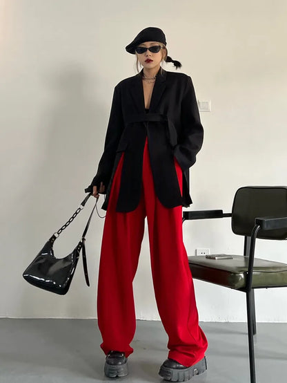 Spring Autumn New Women Blazer Niche Design Split Hem Ribbon Elegant Casual Fashion Chic Jacket High-end Trend Coat HK17058