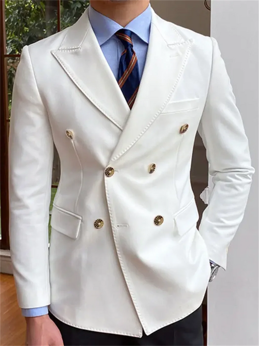 1 Pièce Blanc Uni Mariage Marié Affaires Vêtement de Marié Costume Formel Homme Fête Bal Manteau Double Boutonnage