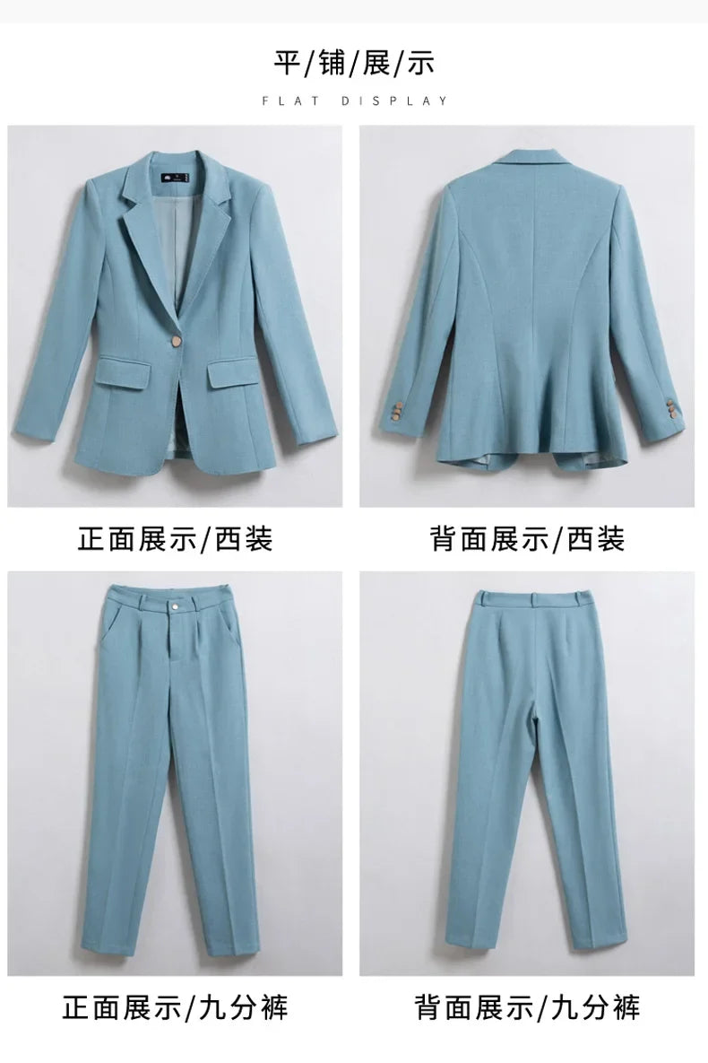 Two-Piece Jacket and Pants for Women, Simple and Elegant, Professional, Autumn and Winter, New, 2025